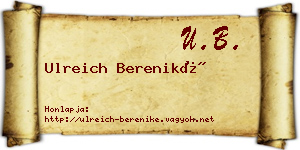 Ulreich Bereniké névjegykártya